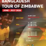 Zimbabwe to host Bangladesh for Test and white-ball series